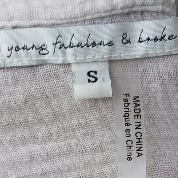 Young Fabulous & Broke Oversized Button Down 100% Cotton Top Gray/Purple Size S - Picture 5 of 6